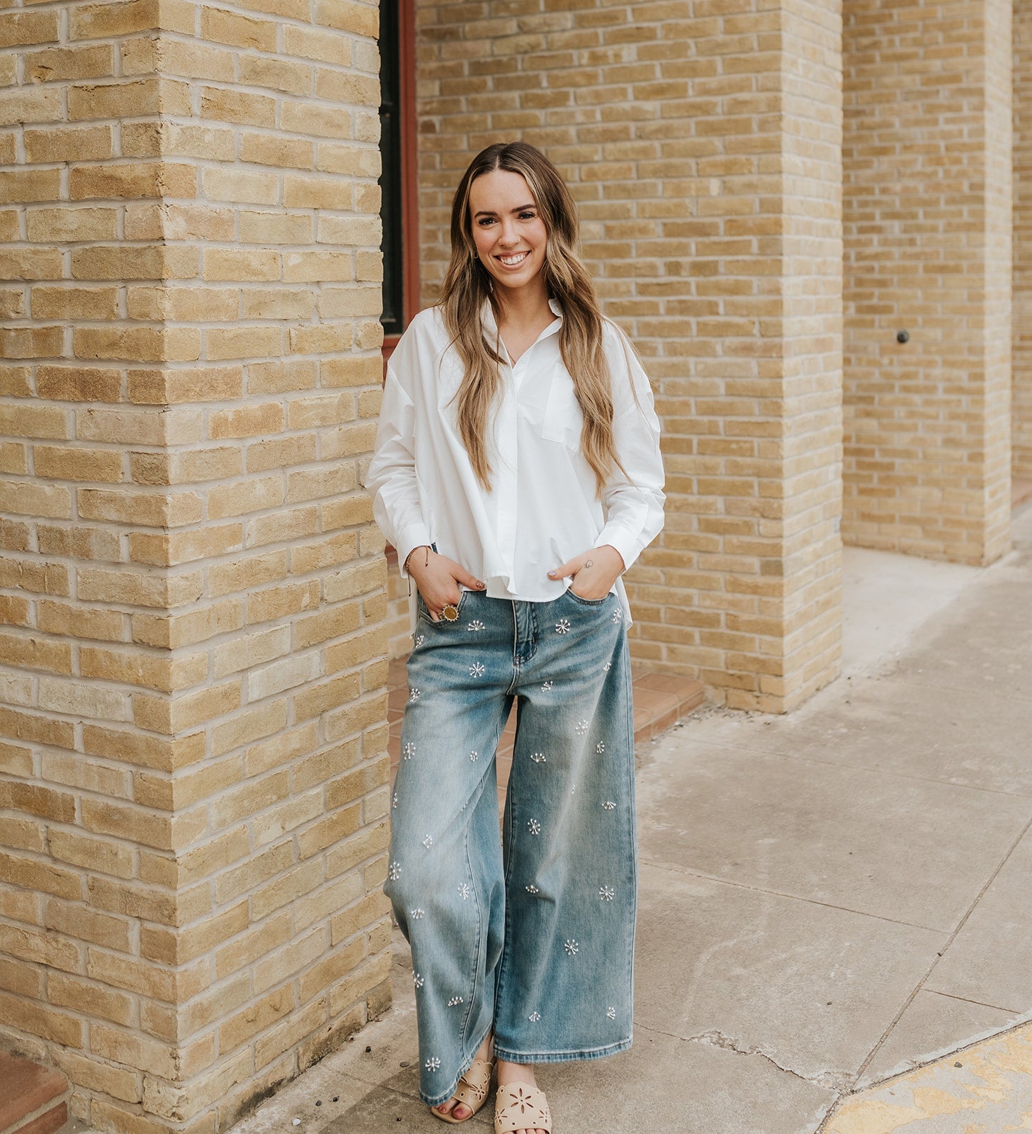 Denim Washed Denim with Bead Trim P5756 - Southern Soule Designs