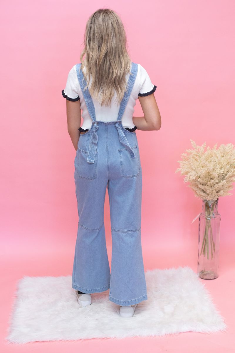 Denim Wide Leg Overalls - Southern Soule Designs