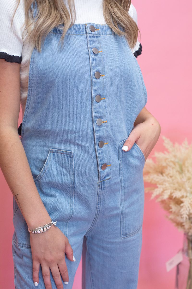 Denim Wide Leg Overalls - Southern Soule Designs