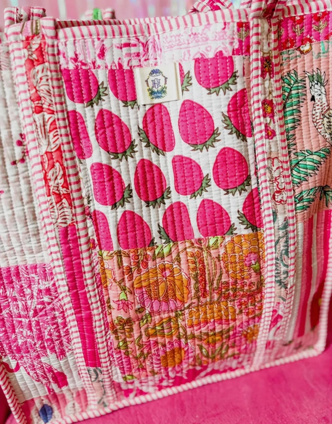 Pink City Regular Printed Quilted Tote Bag