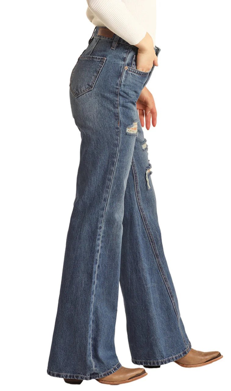 Distress Palazzo Flare Med Wash - Southern Soule Designs