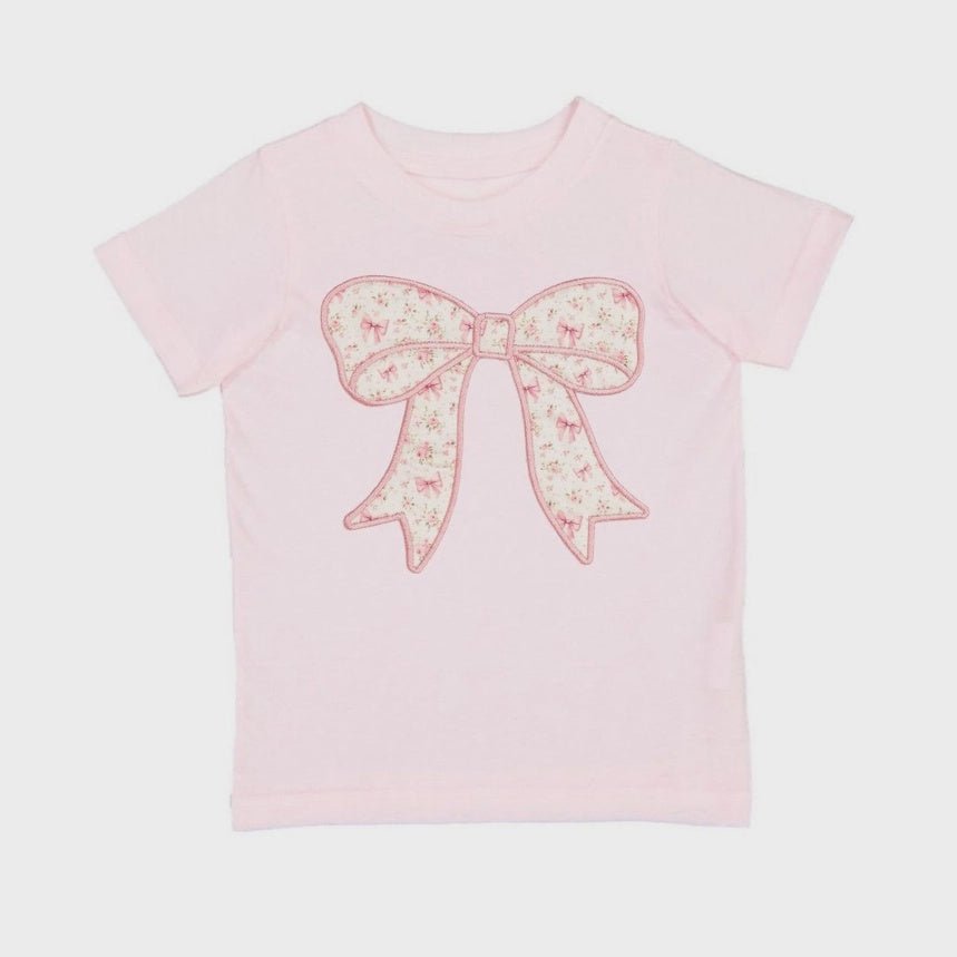 Ditsy Floral Bow Patch Short Sleeve T-Shirt GST - 317 BA - Southern Soule Designs