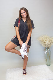DM2033 Black Washed Denim Romper - Southern Soule Designs