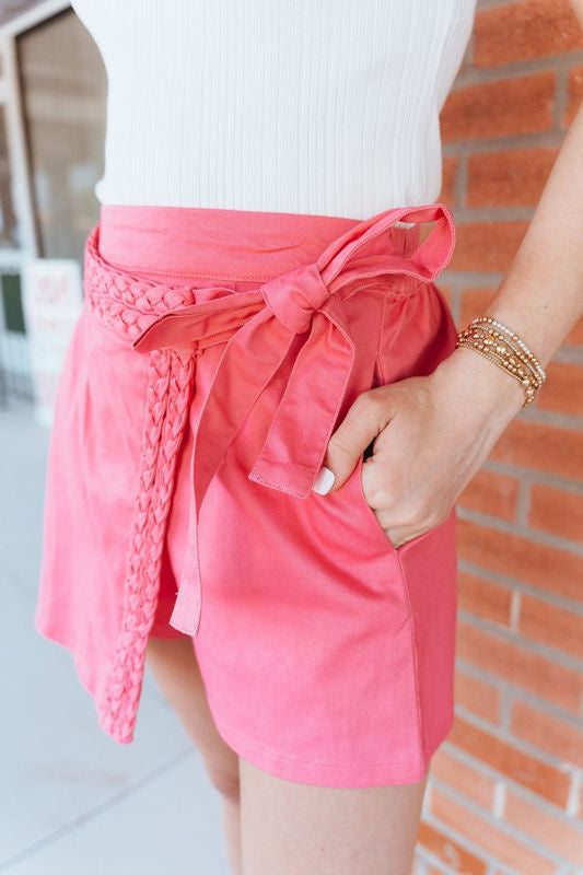 Pink Solid Wrap Skort P25762