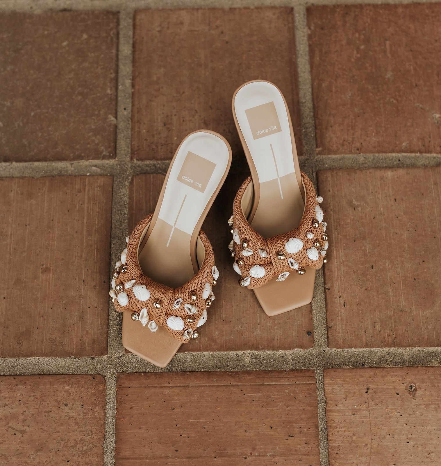 Dolce Vita Tylah Heels Toffee Beaded Raffia - Southern Soule Designs