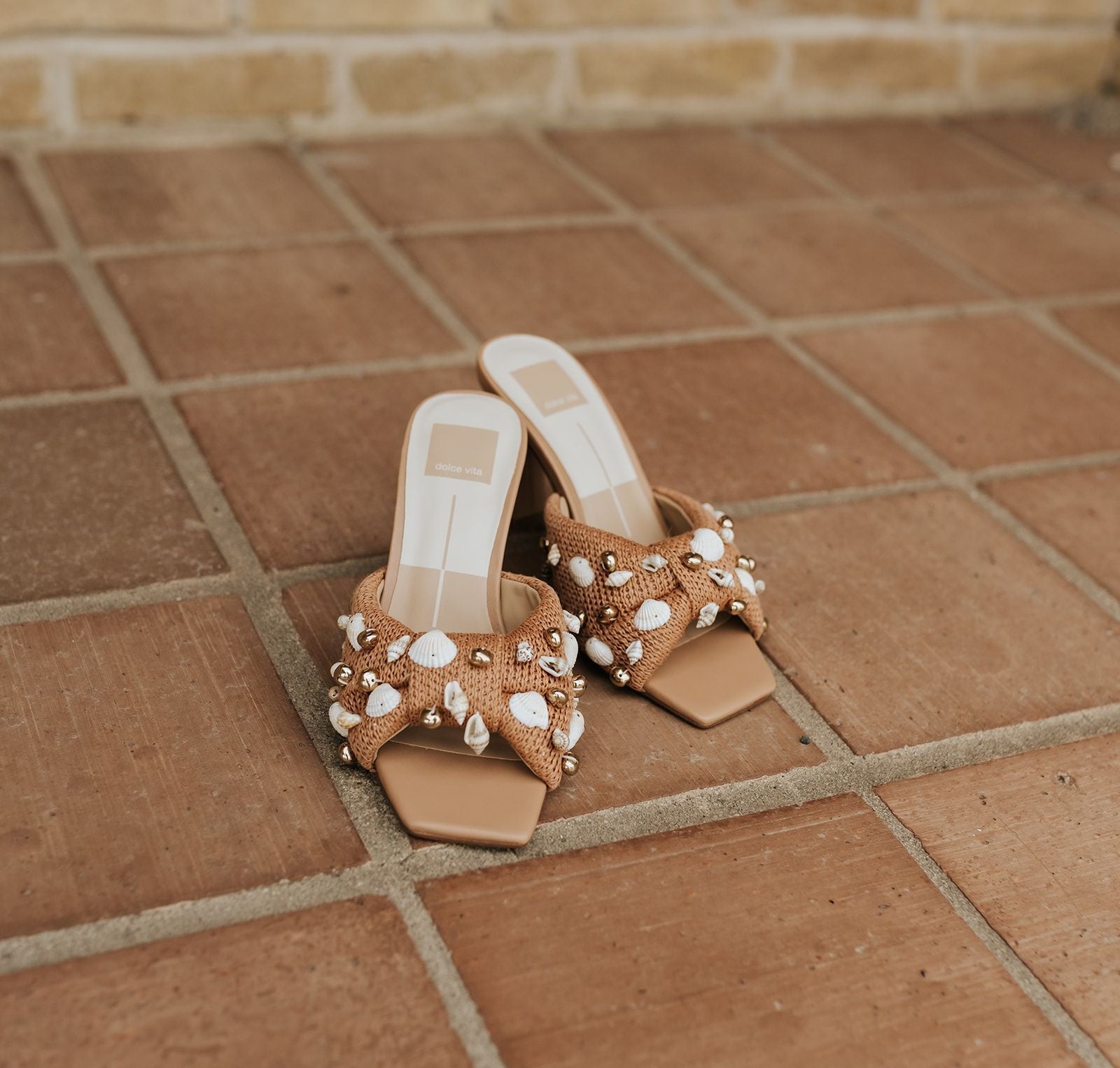 Dolce Vita Tylah Heels Toffee Beaded Raffia - Southern Soule Designs
