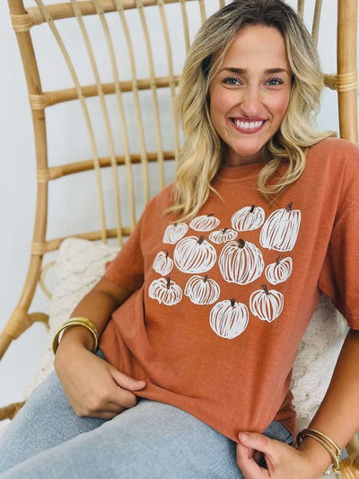 Doodle Hand Drawn Pumpkin Tee - Southern Soule Designs