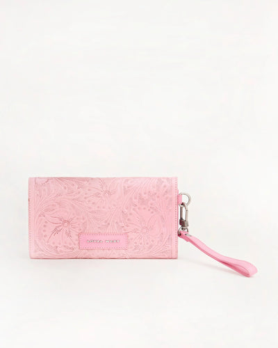 Drover Wallet - Pink Handtooled Leather