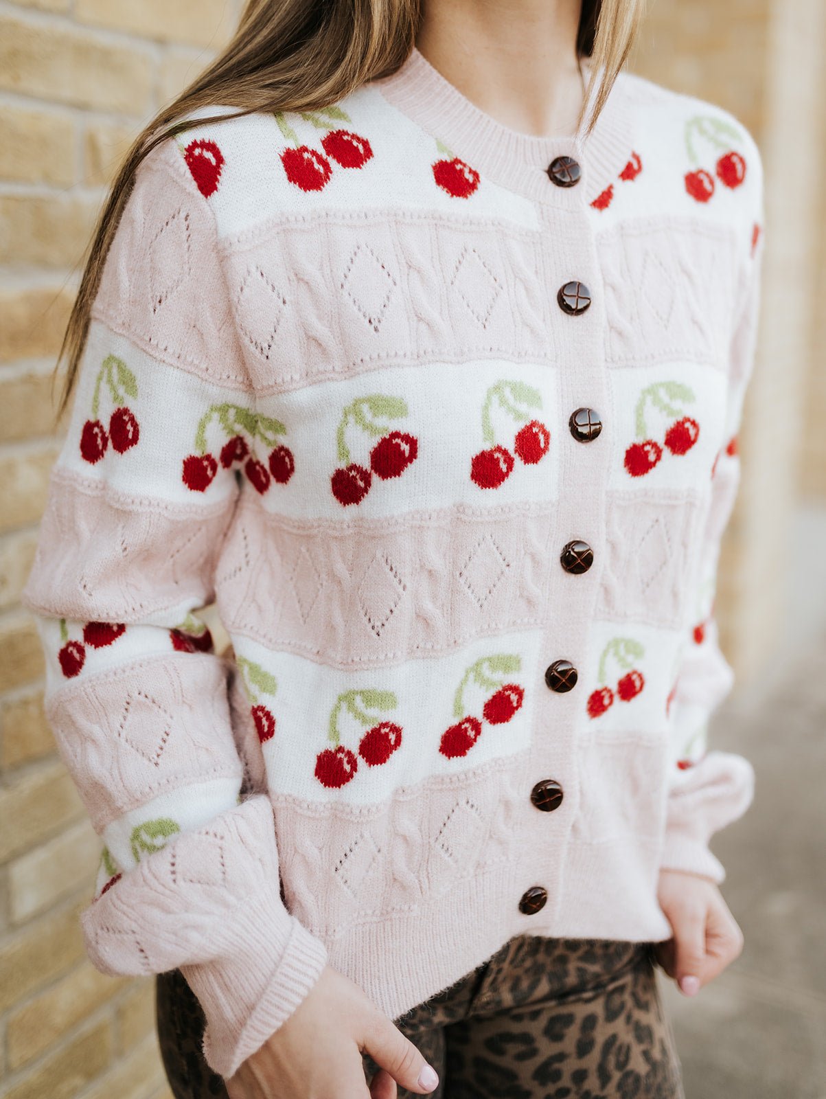 Dusty Pink Cherry Knitted Cardigan ILS9023 - Southern Soule Designs