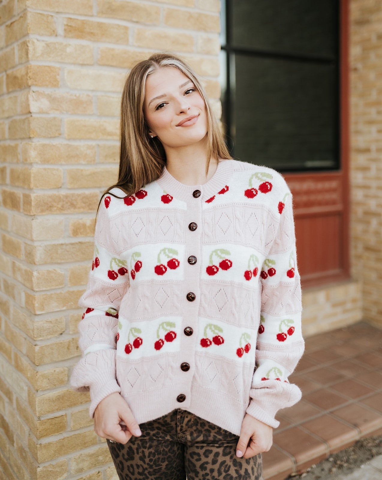 Dusty Pink Cherry Knitted Cardigan ILS9023 - Southern Soule Designs