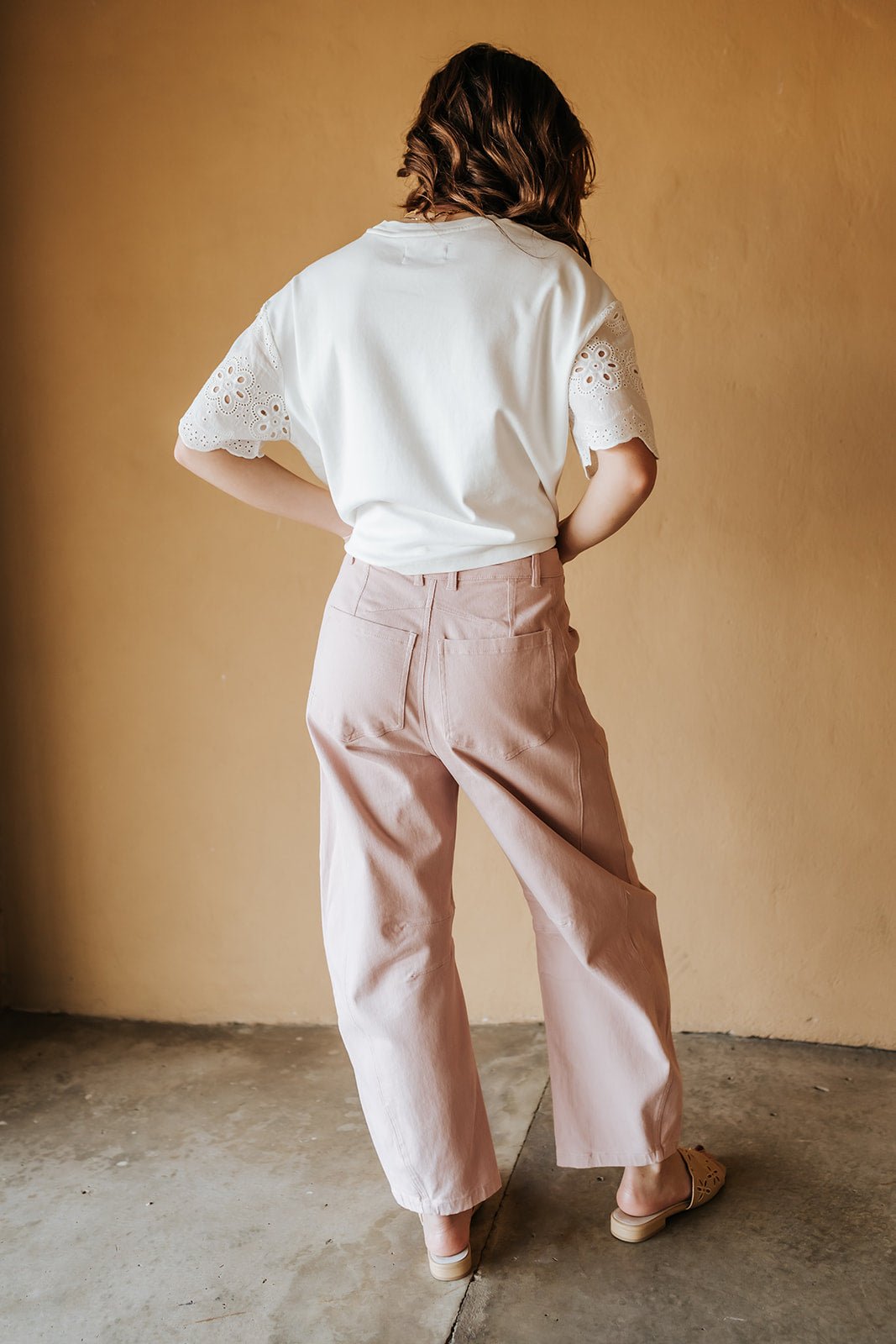 Dusty Pink Cotton Twill Barrel Pants P6398 - Southern Soule Designs