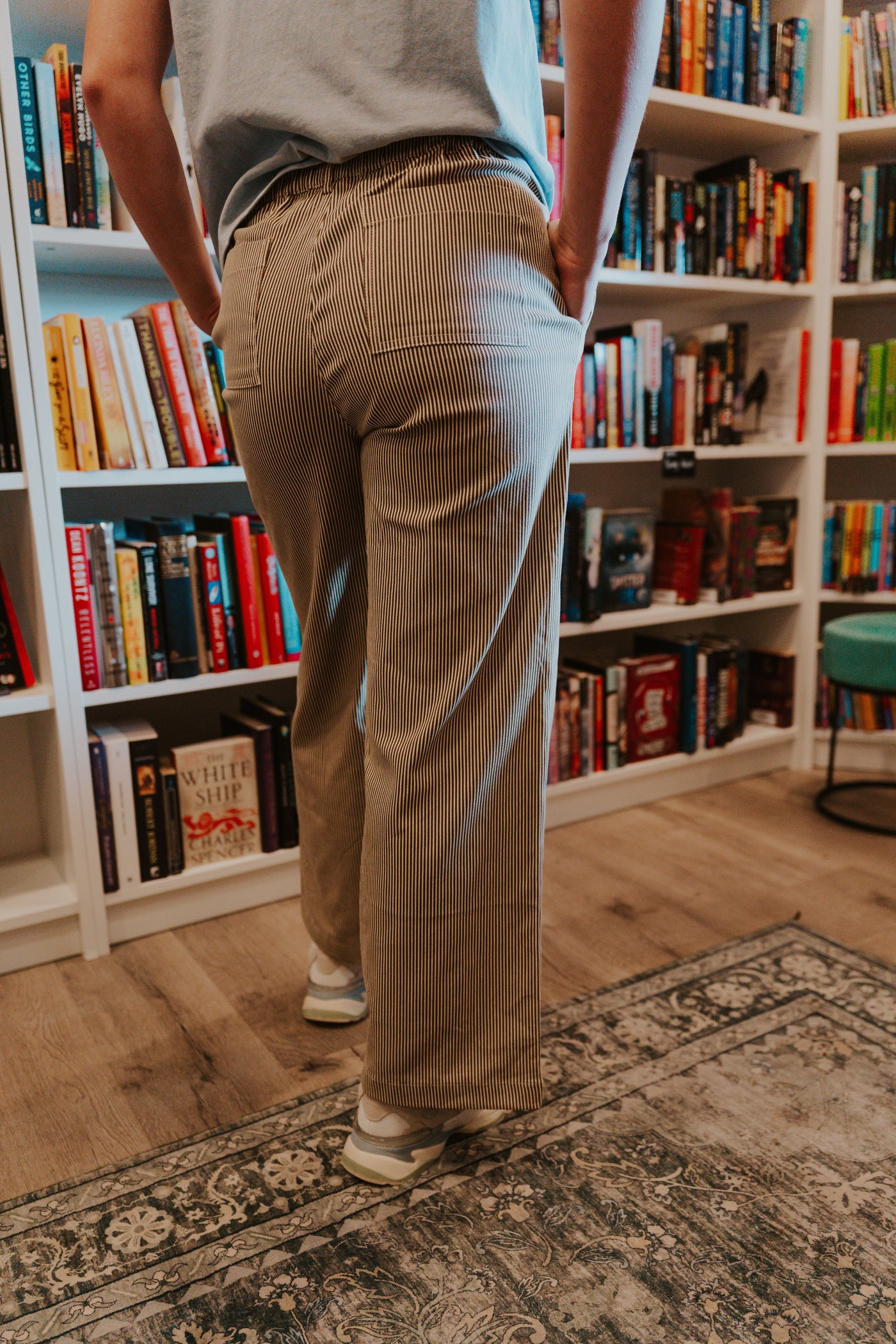Espresso/Cream Striped Wide Leg Pants WL25-10838