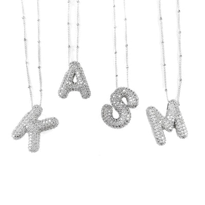 Silver Bubble Initial Necklace