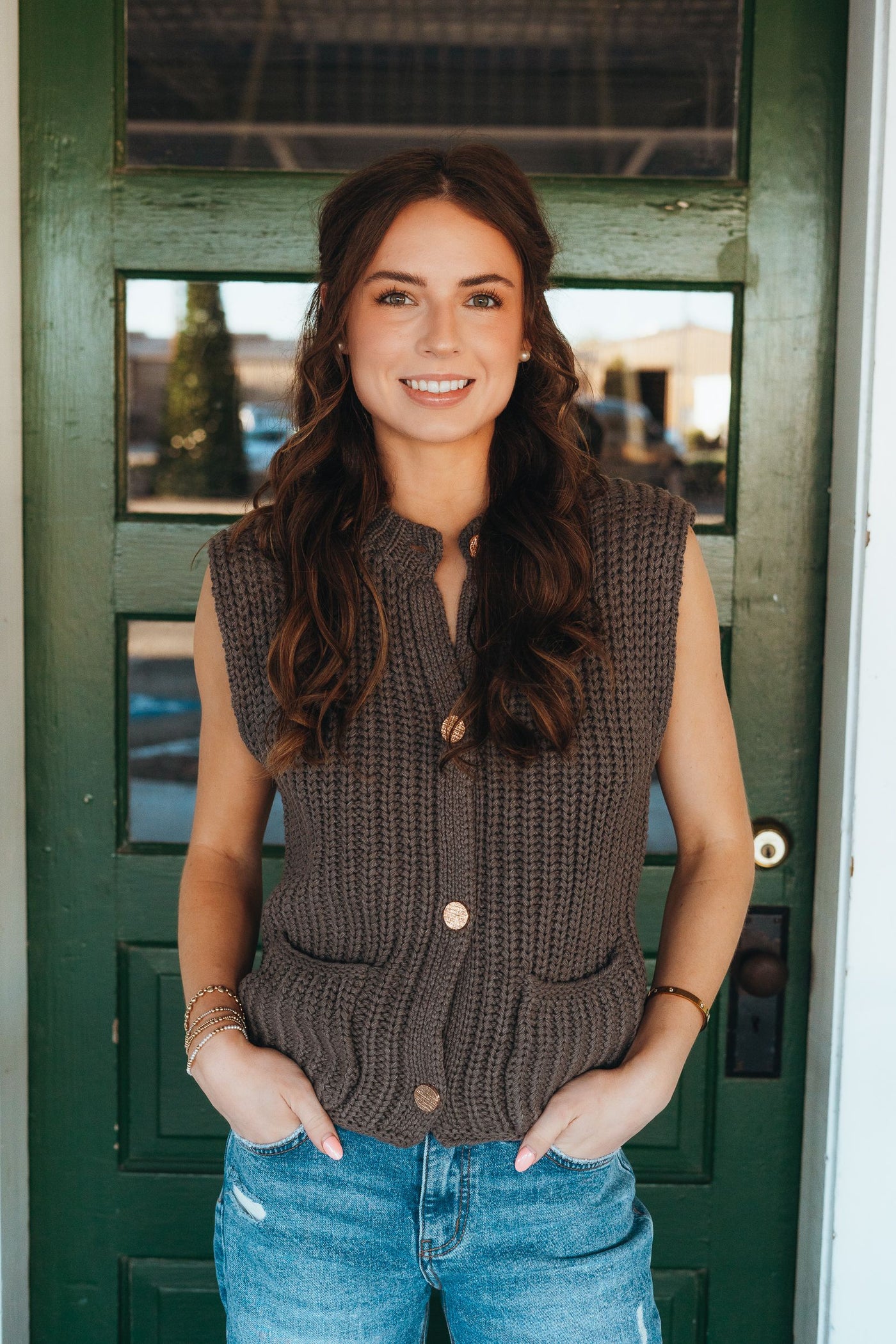 Charcoal Sweater Button Vest ILT4375
