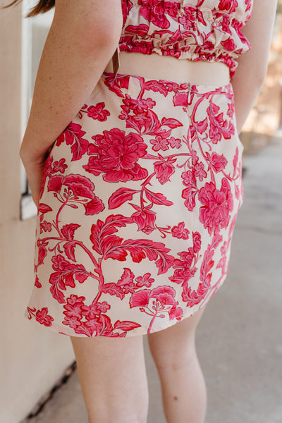 Cherry Blossom Floral Bias Cut Mini Skirt BRK1343-56