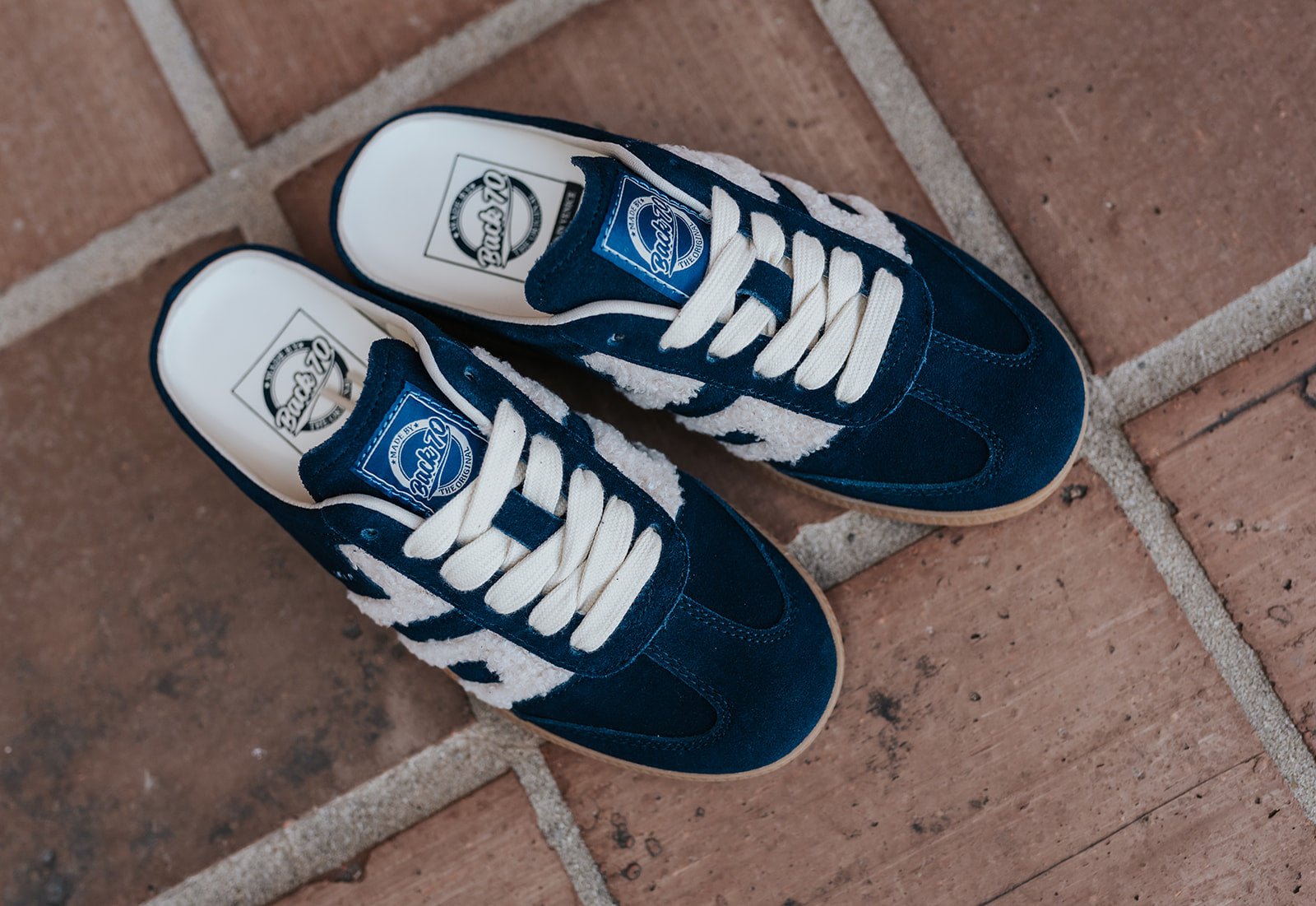 Easter W26 in Navy Teddy Backless Sneakers - Southern Soule Designs
