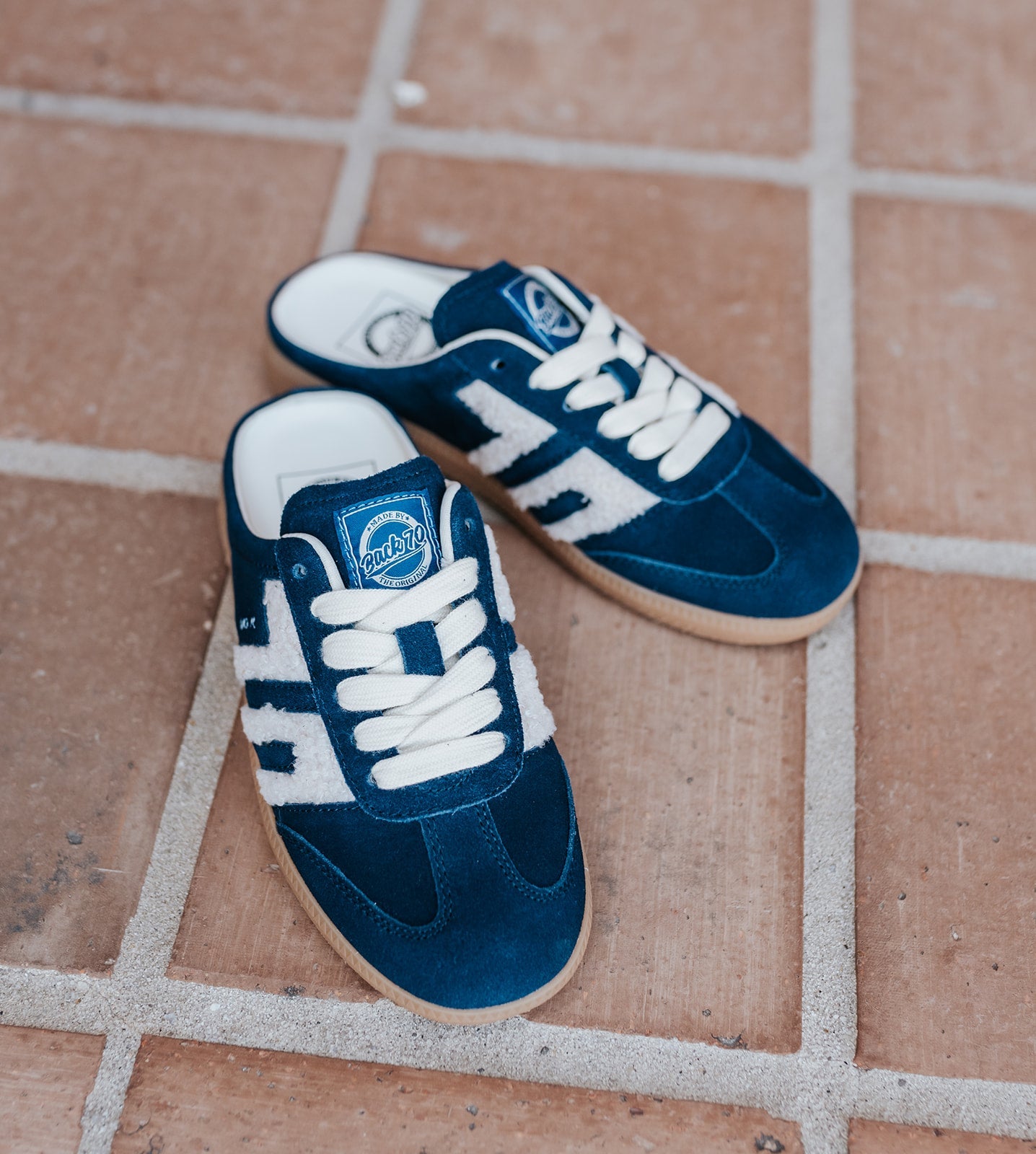 Easter W26 in Navy Teddy Backless Sneakers - Southern Soule Designs