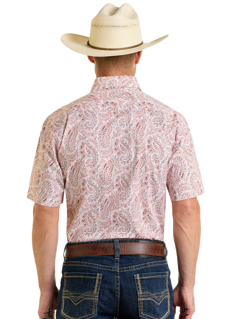 Rock & Roll Men's Paisley Short Sleeve Shirt Cream BMB3S06496