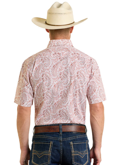 Rock & Roll Men's Paisley Short Sleeve Shirt Cream BMB3S06496