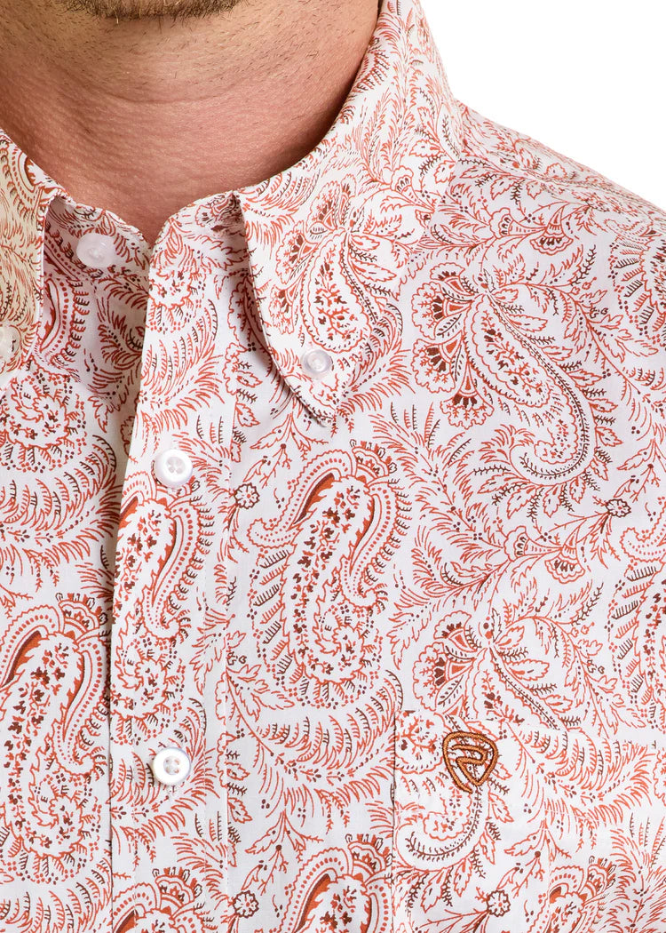 Rock & Roll Men's Paisley Short Sleeve Shirt Cream BMB3S06496