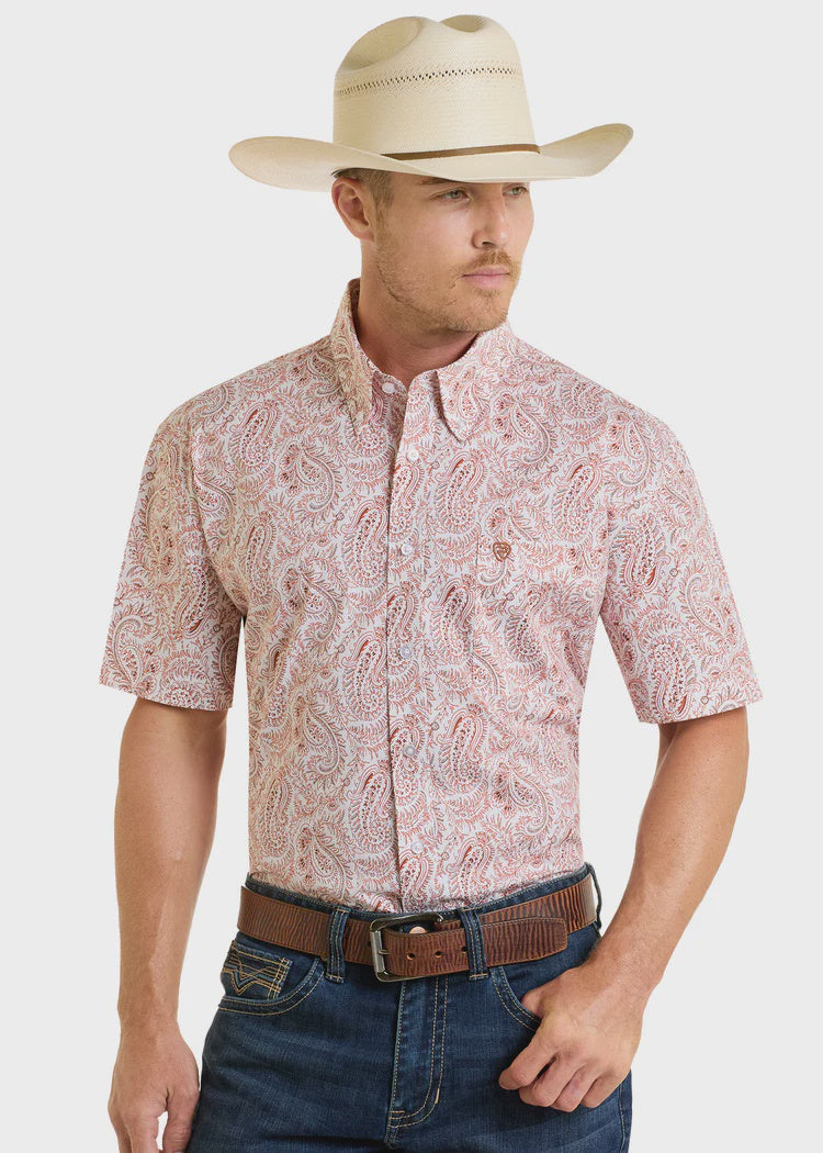 Rock & Roll Men's Paisley Short Sleeve Shirt Cream BMB3S06496