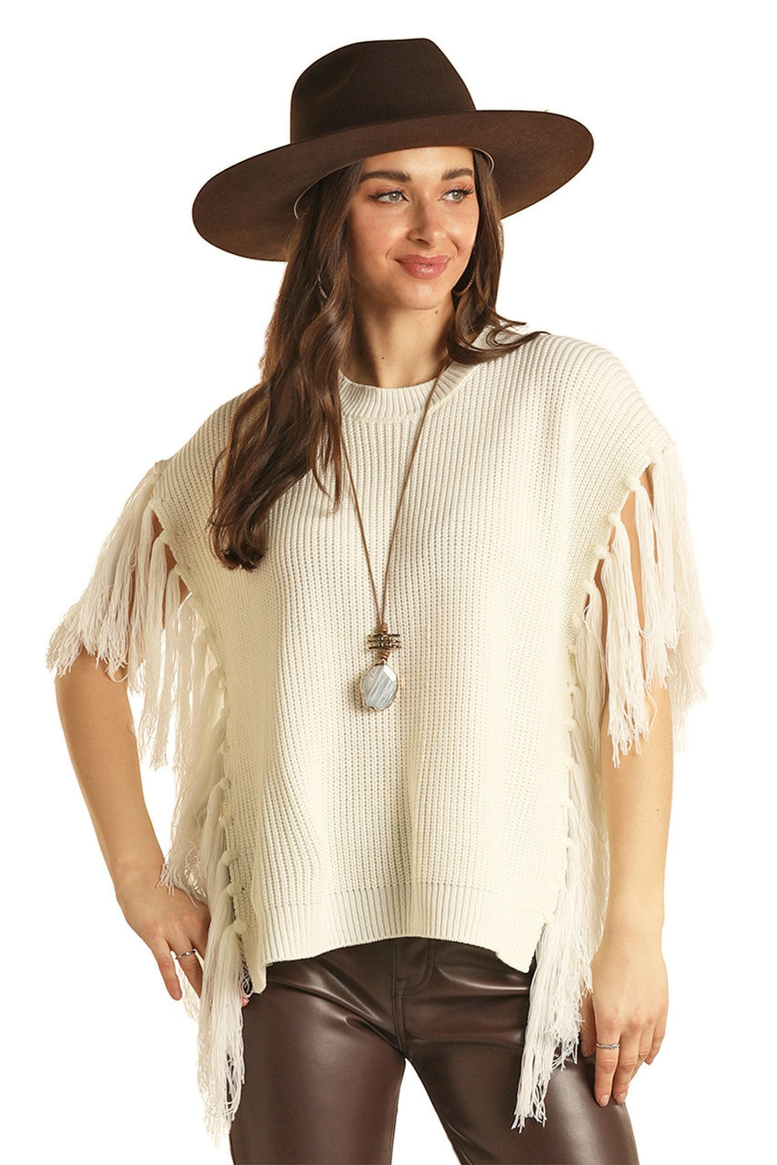 Rock & Roll BW30T02692 Natural Fringe Sweater