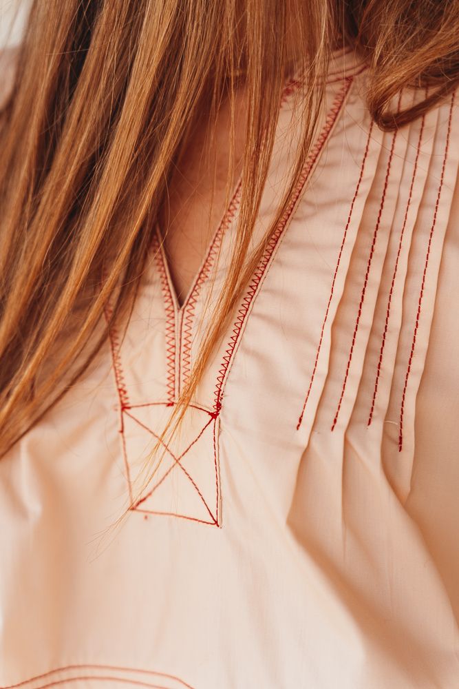 Ecru 3/4 Sleeve Pleated Top T24892 - Southern Soule Designs