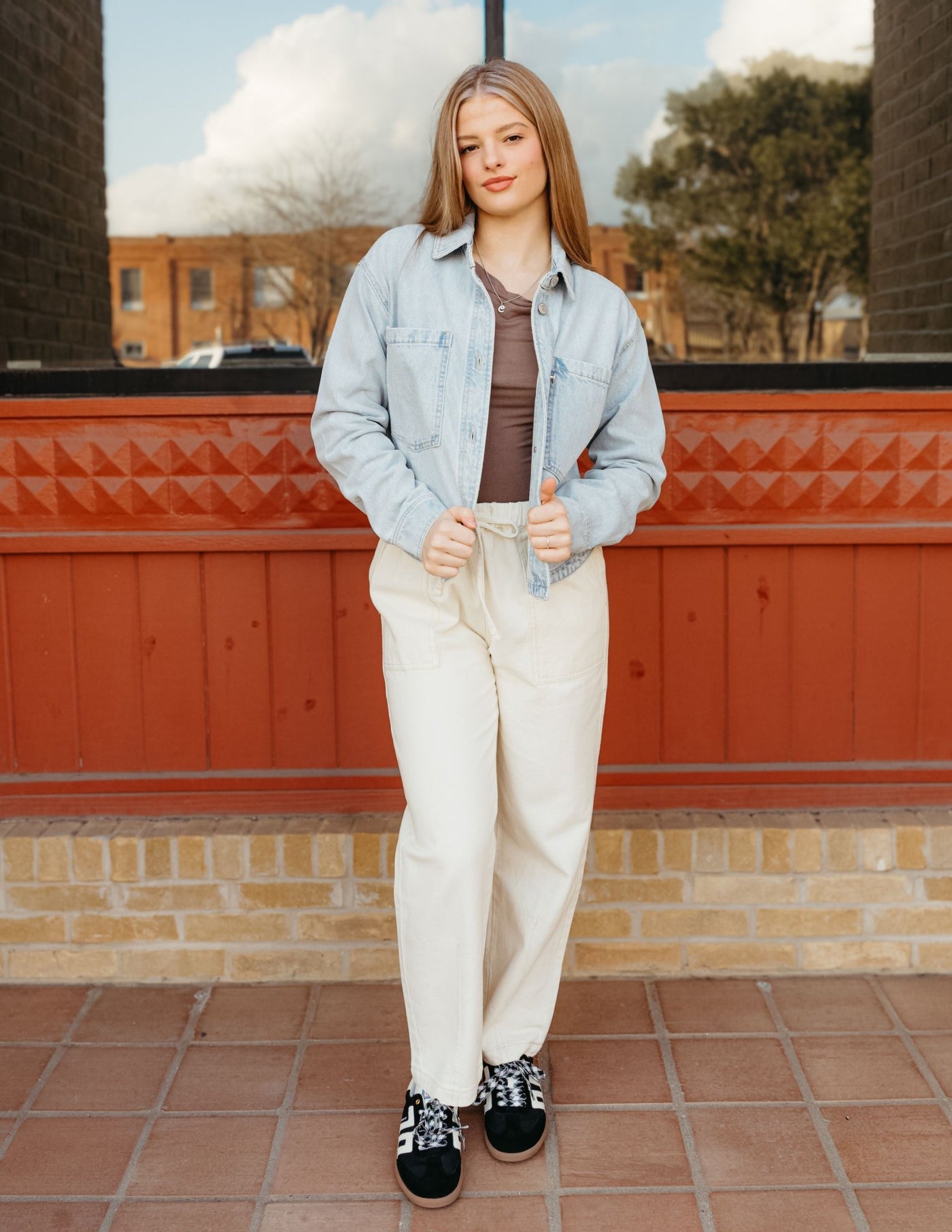 Ecru Drawstring Baggy Denim Pants WL24 - 9606 - Southern Soule Designs