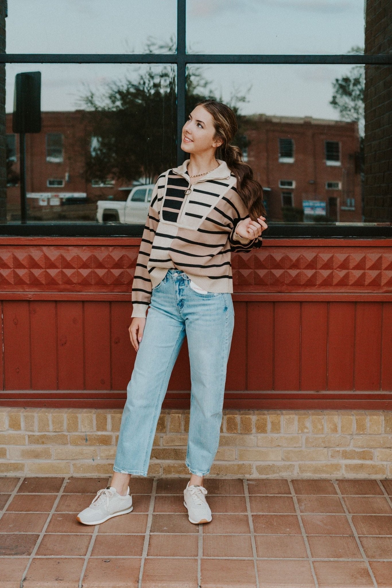 Ecru Multi Striped Pullover Knit Top T25189 - Southern Soule Designs