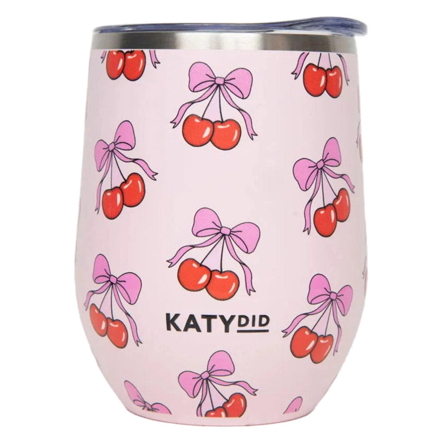 Cherry Bow Wine Tumbler Light Pink