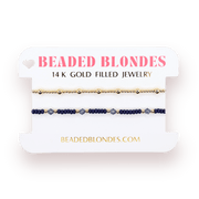 Eleanor Bracelet in Denim + June in Gold (Stack of 2) - Southern Soule Designs