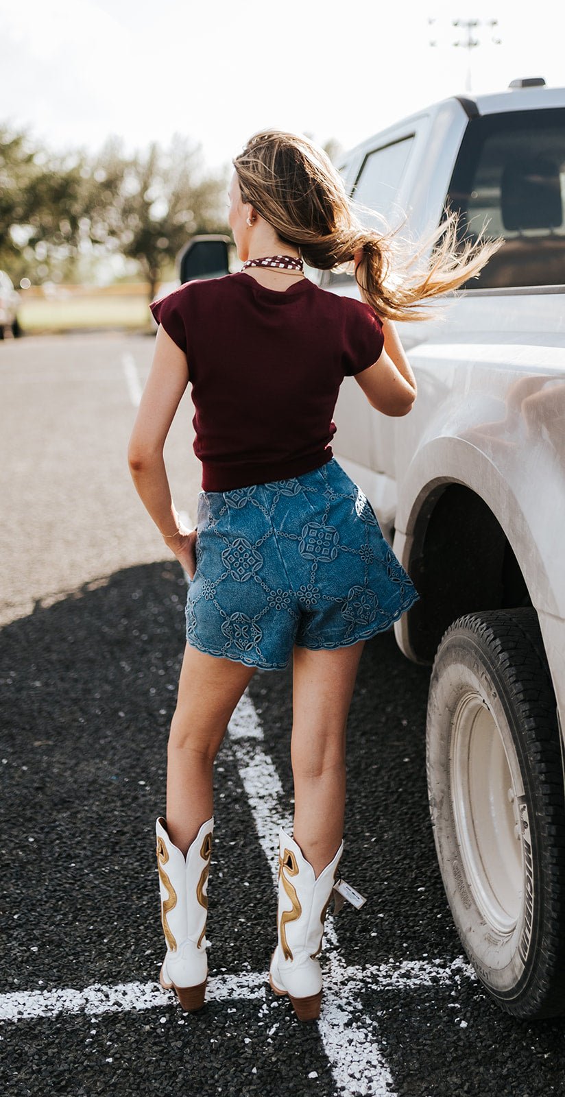 Embroidered Denim Shorts - P6084ST - Southern Soule Designs