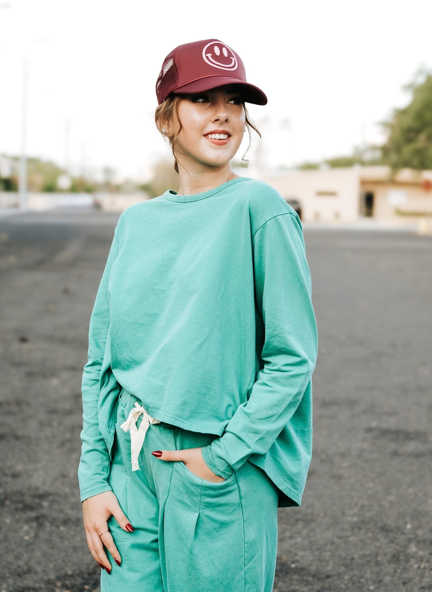 Emerald Washed Pleat Detail Short Sleeve Top and Pant Set - Southern Soule Designs