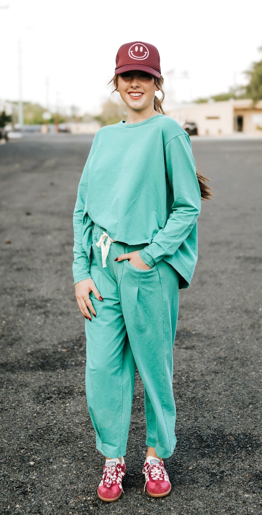 Emerald Washed Pleat Detail Short Sleeve Top and Pant Set - Southern Soule Designs