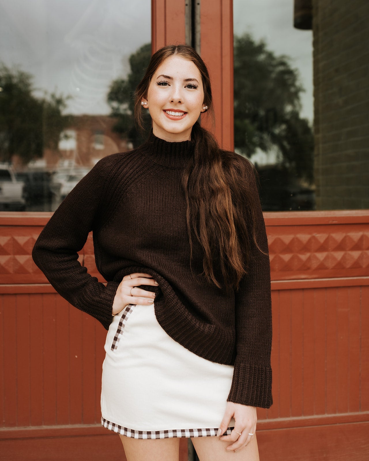 Emerge Funnel Neck Sweater Chocolate Cherry ZW254539 - Southern Soule Designs