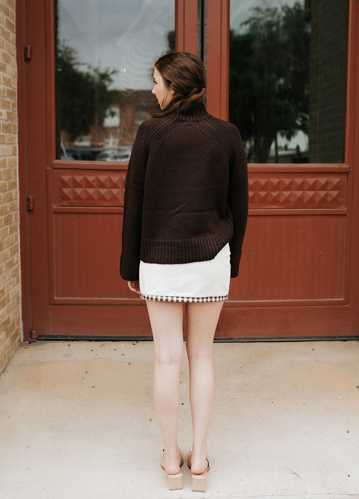 Emerge Funnel Neck Sweater Chocolate Cherry ZW254539 - Southern Soule Designs