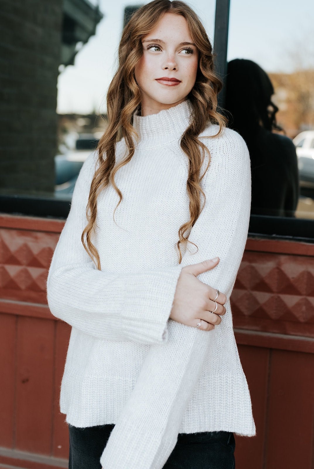 Emerge Funnel Neck Sweater Turtle Dove ZW254539 - Southern Soule Designs