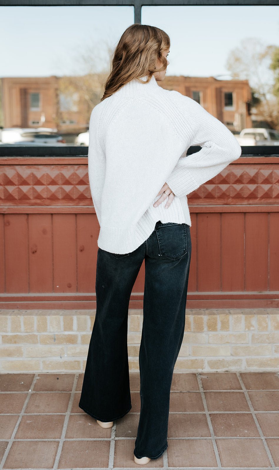 Emerge Funnel Neck Sweater Turtle Dove ZW254539 - Southern Soule Designs