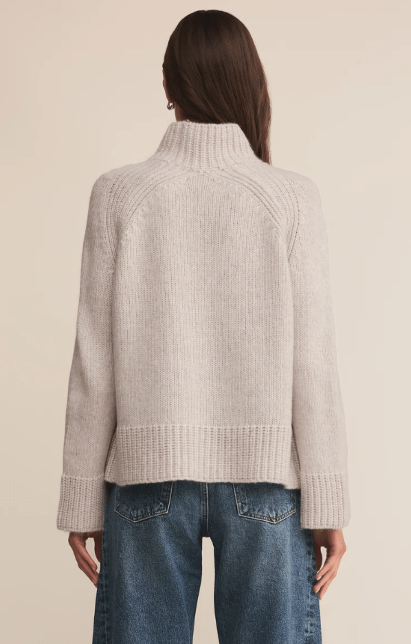 Emerge Funnel Neck Sweater Turtle Dove ZW254539 - Southern Soule Designs