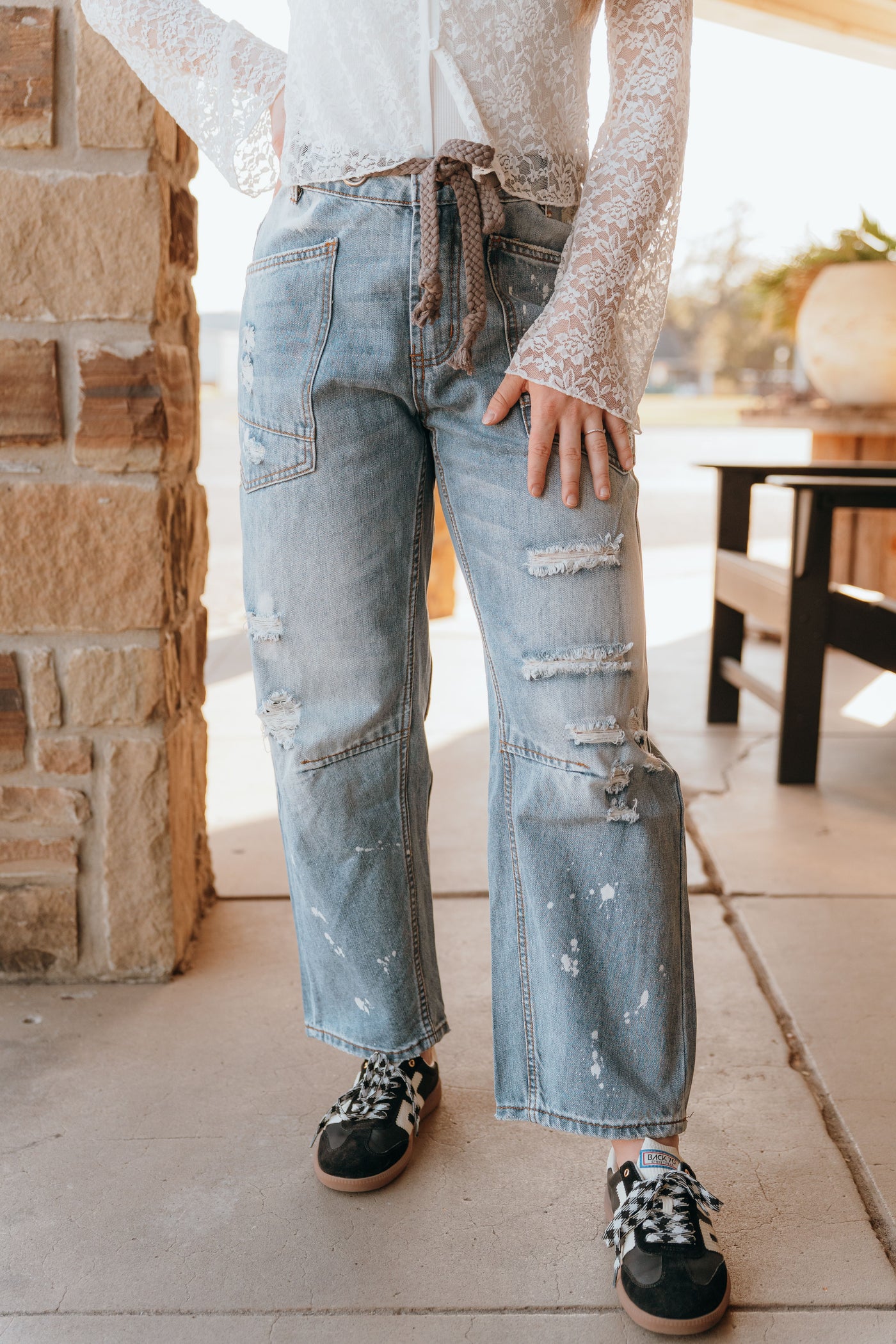 Washed Denim Distressed Jeans JP0488