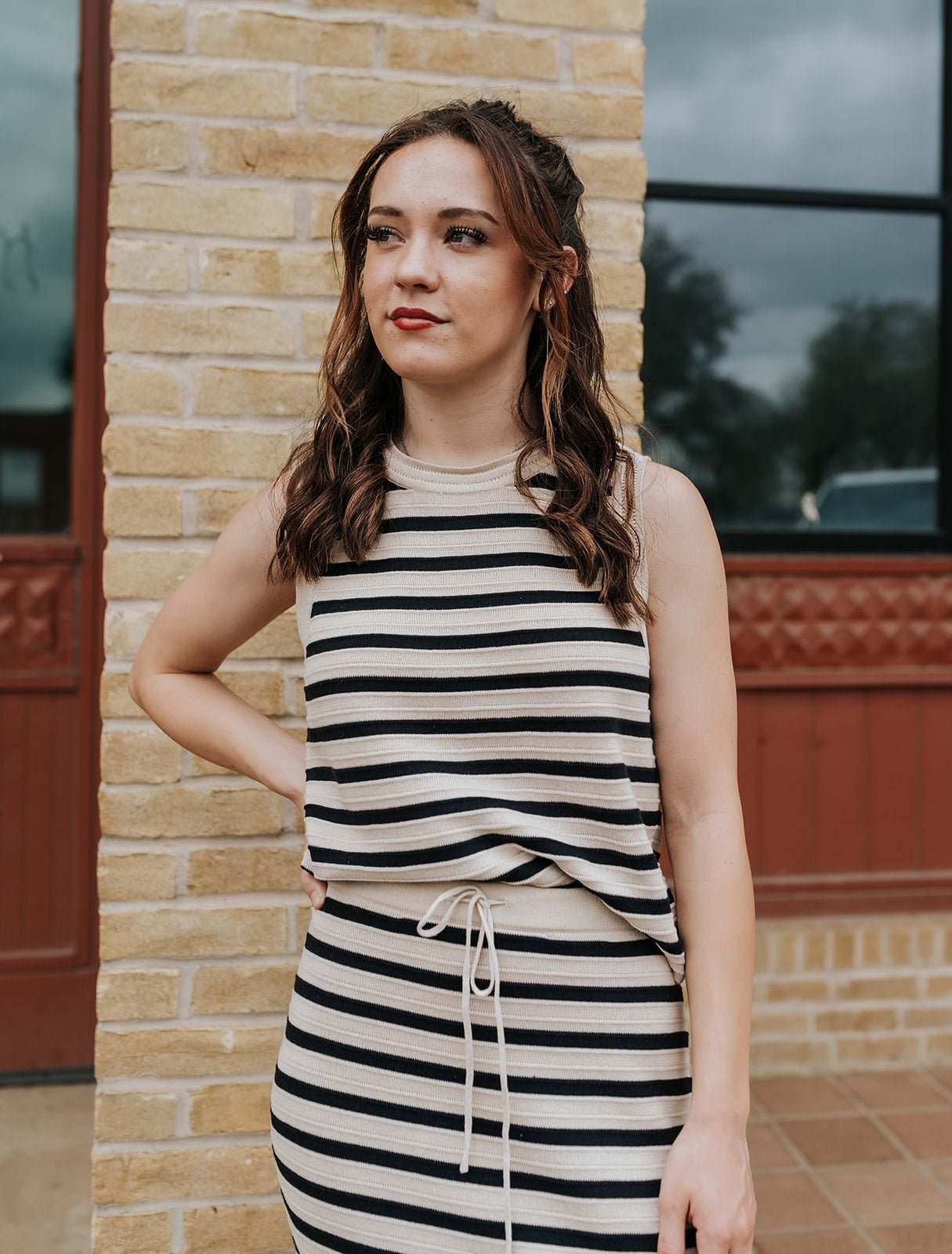 Emori Natural Striped Tank ZW261172 - Southern Soule Designs