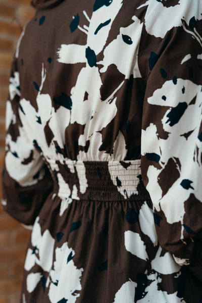 Espresso 3/4 Sleeve Mini Dress with Zipper Closure D25179 - Southern Soule Designs