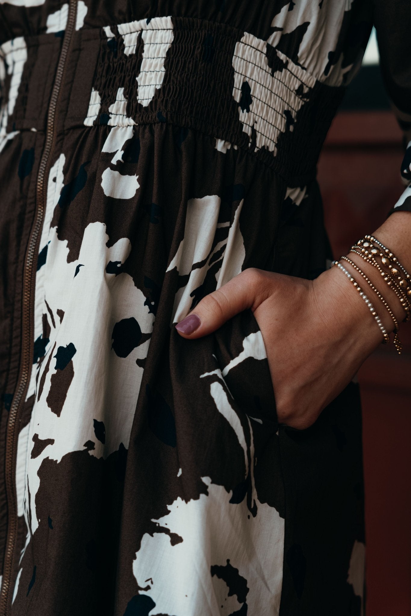 Espresso 3/4 Sleeve Mini Dress with Zipper Closure D25179 - Southern Soule Designs