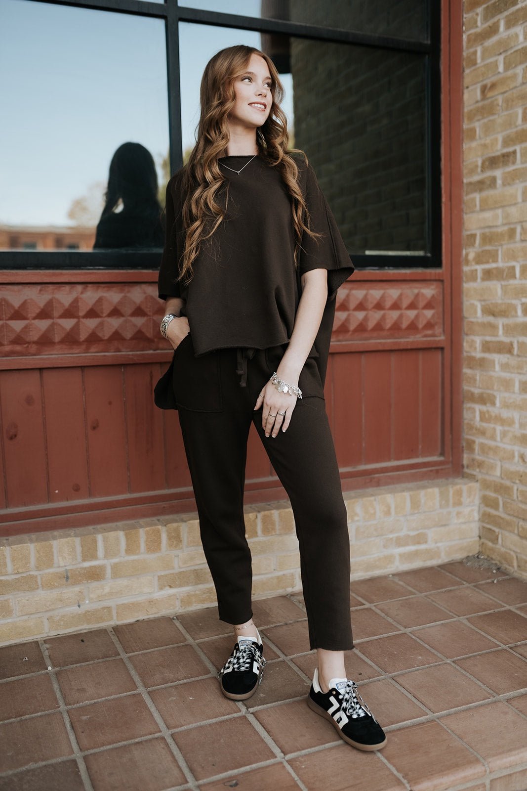 Espresso Malibu Essential Tapered Lounge Pants KP5777 - Southern Soule Designs