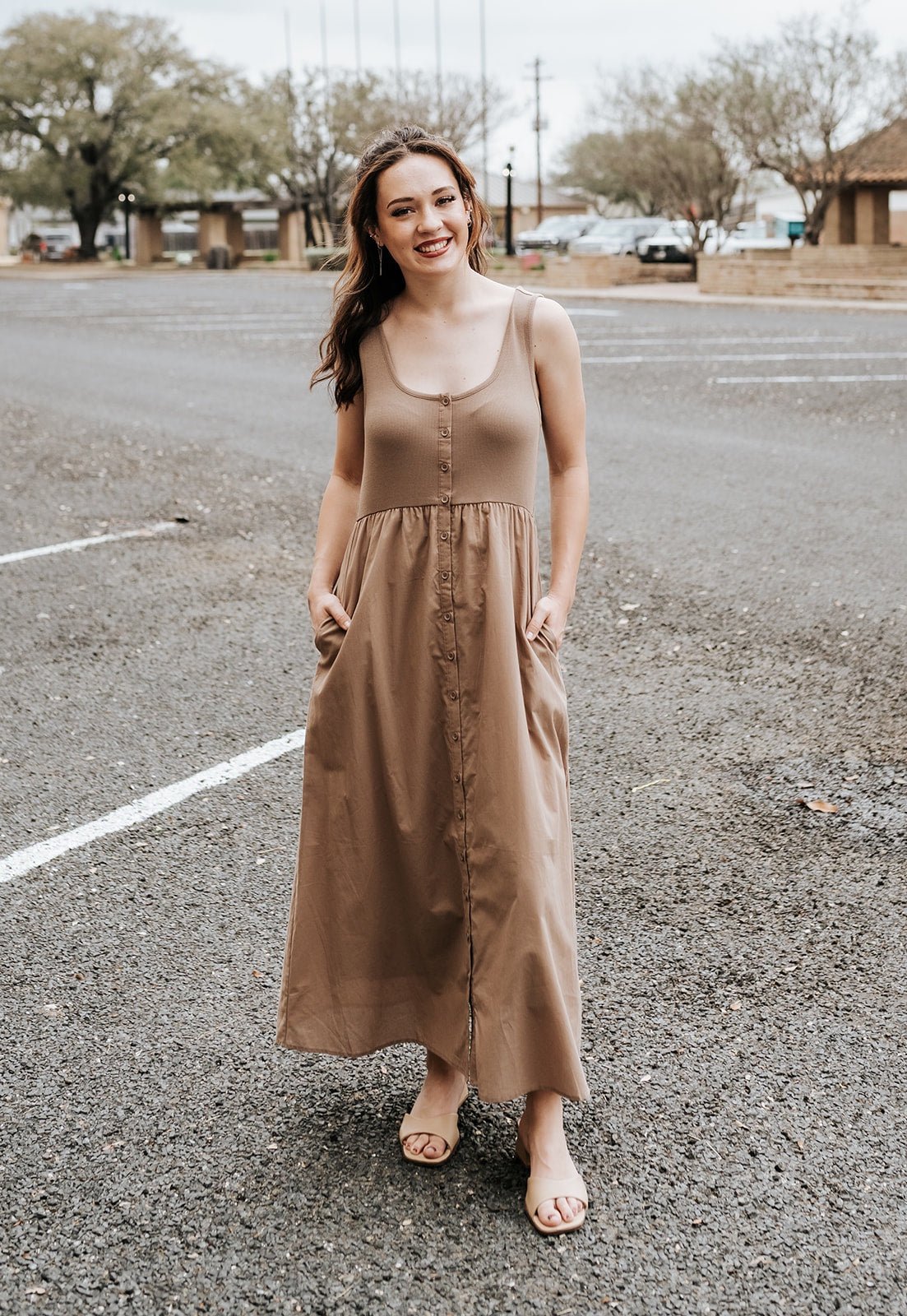 Espresso Twofer Knit Tank Midi Dress WL25 - 12337 - Southern Soule Designs