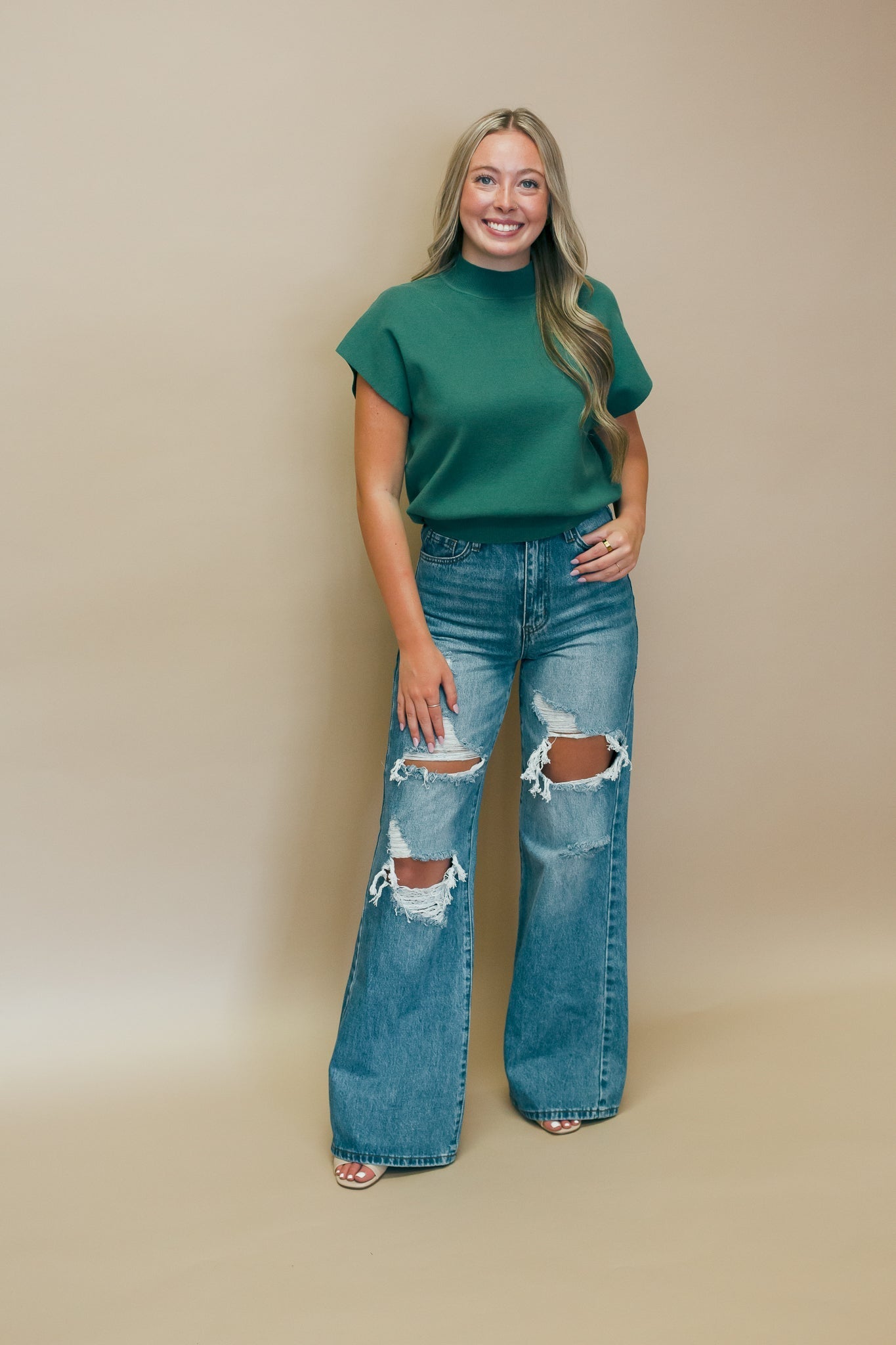 Euphoria Distressed Wide Jean EP2110 - Southern Soule Designs