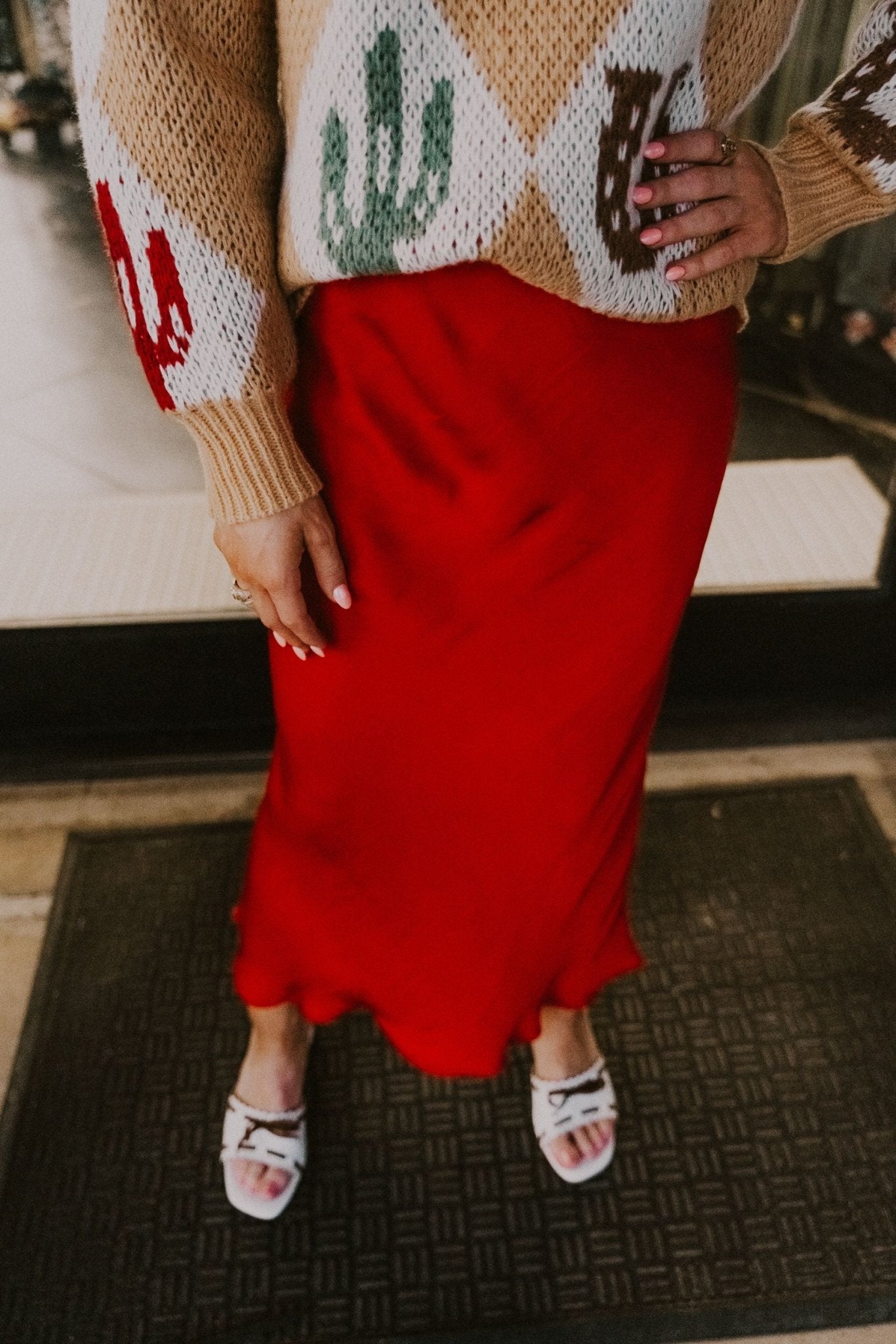 Europa Poly Sheen Skirt Haute Red ZK234341 - Southern Soule Designs