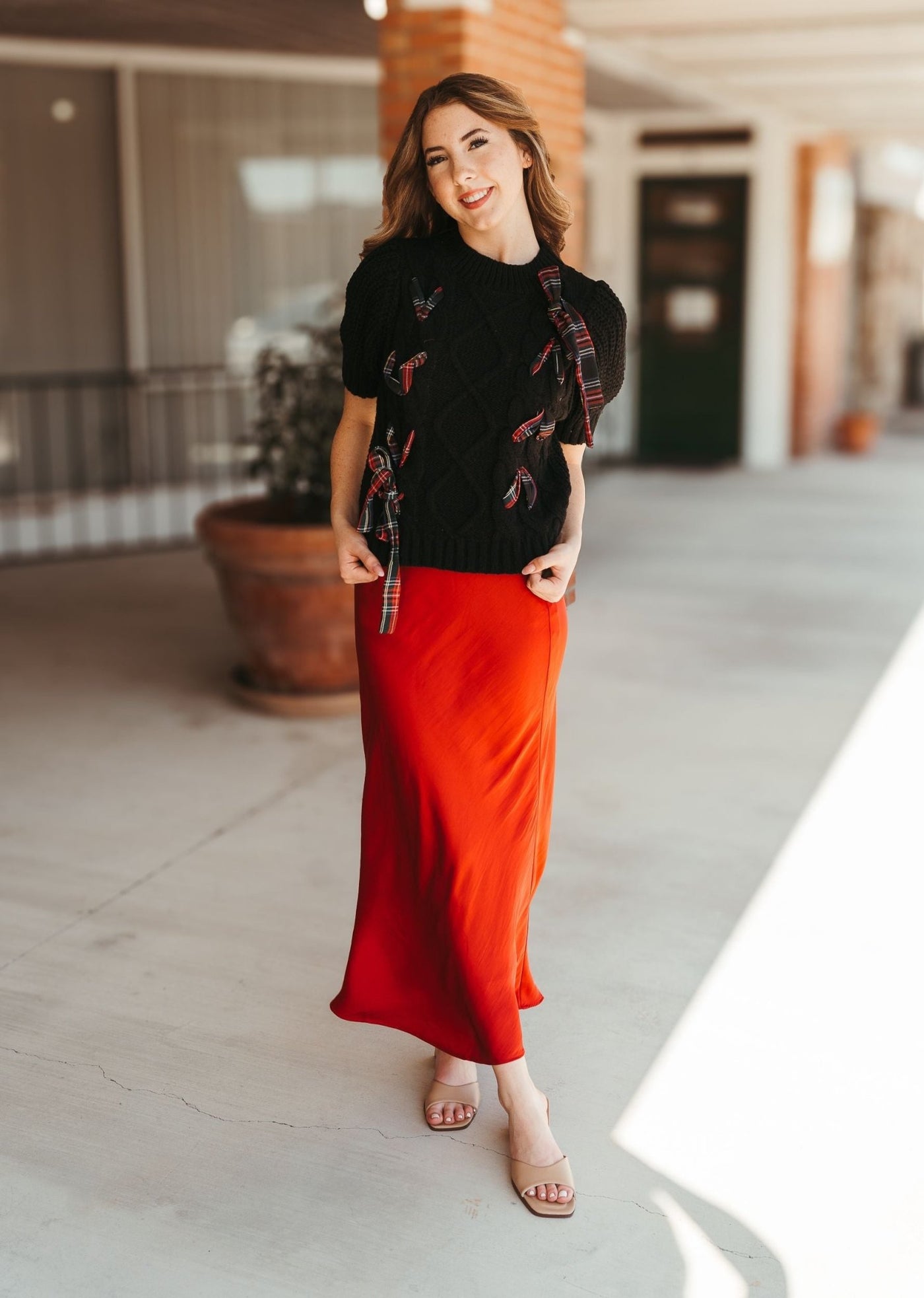 Europa Poly Sheen Skirt Haute Red ZK234341 - Southern Soule Designs