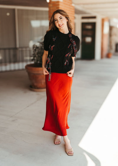 Europa Poly Sheen Skirt Haute Red ZK234341 - Southern Soule Designs