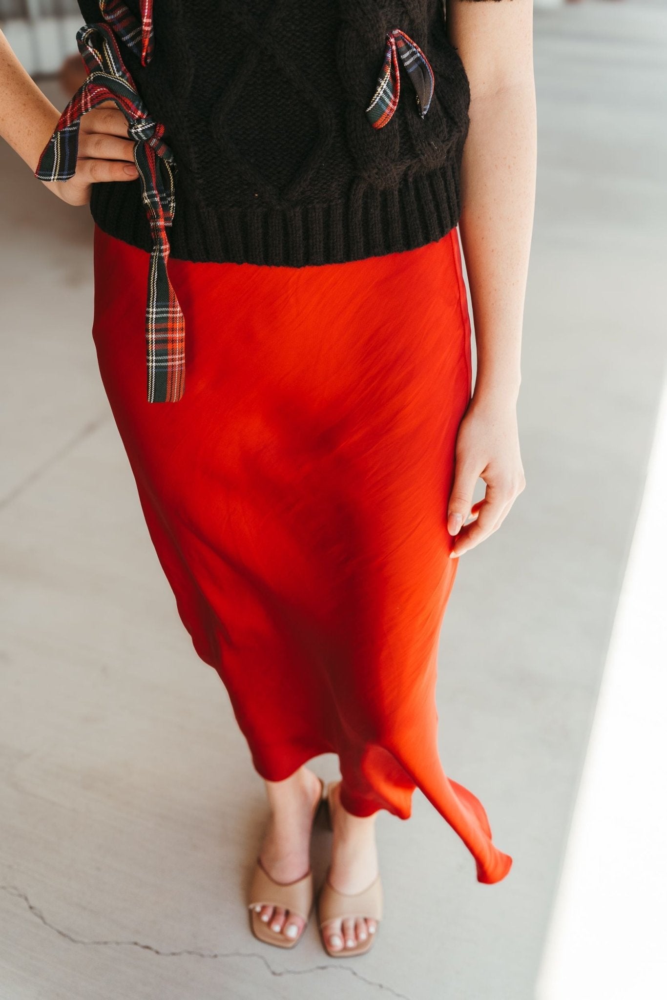 Europa Poly Sheen Skirt Haute Red ZK234341 - Southern Soule Designs